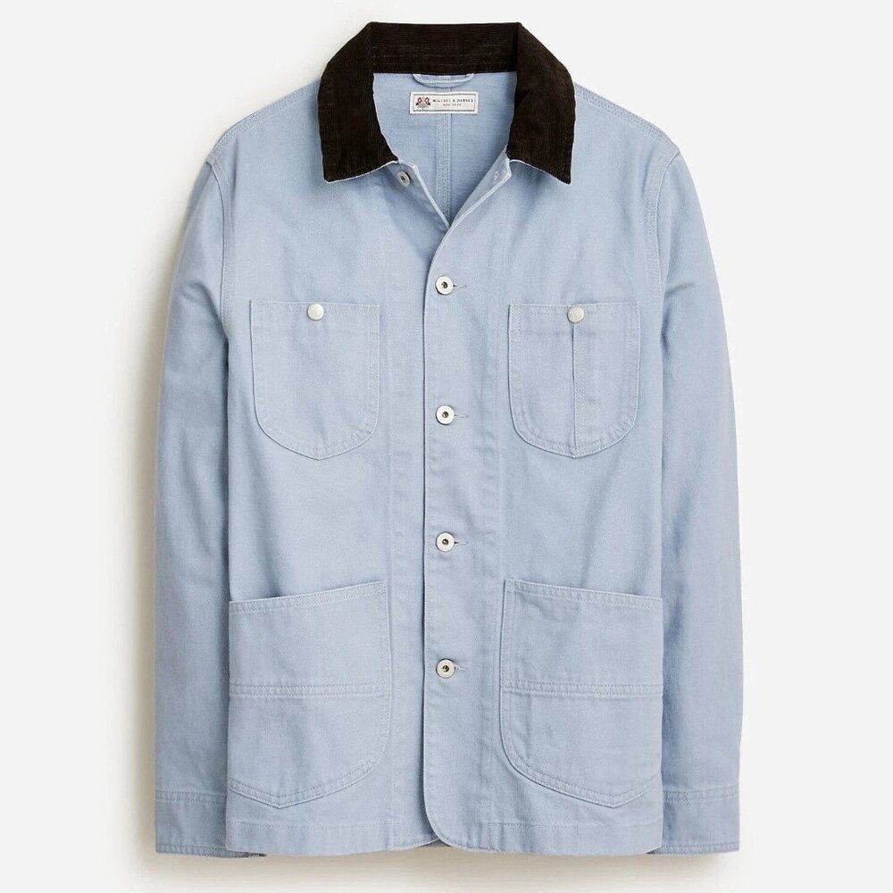 Wallace & Barnes by J Crew Lightweight Twill Chore Jacket Coat Light Blue